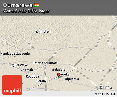 Shaded Relief Panoramic Map of Oumarawa