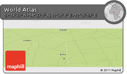 Physical Panoramic Map of the Area around 14° 15' 49" N, 11° 58' 29" E