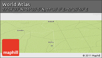 Physical Panoramic Map of the Area around 14° 15' 49" N, 11° 58' 29" E