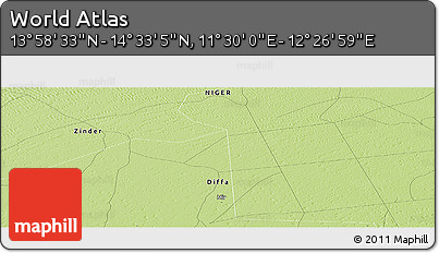 Physical Panoramic Map of the Area around 14° 15' 49" N, 11° 58' 29" E