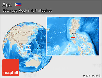 Shaded Relief Location Map of Aga