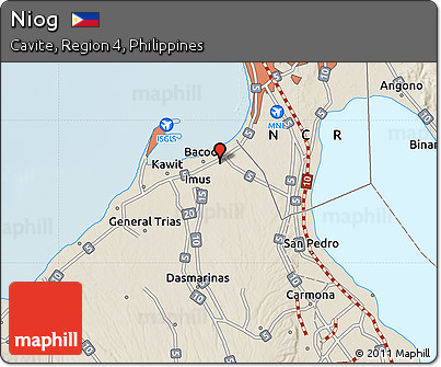 Shaded Relief Map of Niog