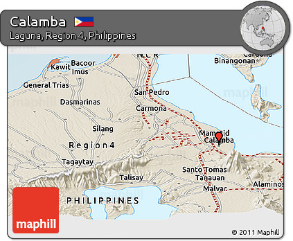 Shaded Relief Panoramic Map of Calamba