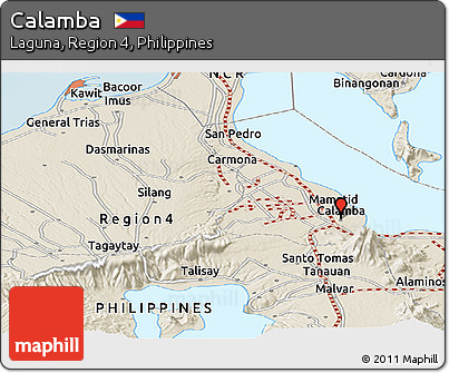 Shaded Relief Panoramic Map of Calamba
