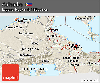 Shaded Relief Panoramic Map of Calamba