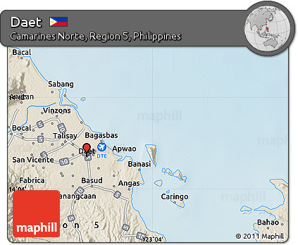 Shaded Relief Map of Daet