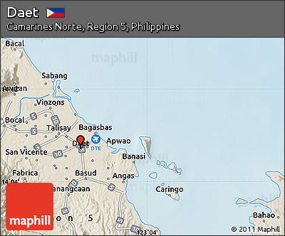 Shaded Relief Map of Daet
