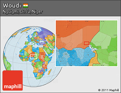 Political Location Map of Woudi