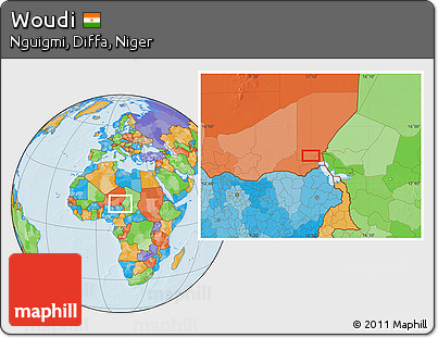 Political Location Map of Woudi