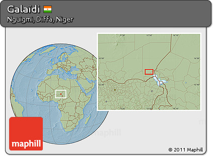 Savanna Style Location Map of Galaïdi, hill shading