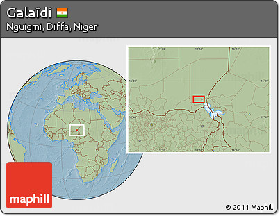 Savanna Style Location Map of Galaïdi, hill shading