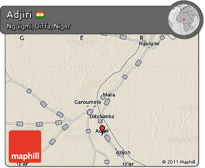 Shaded Relief Map of Adjiri