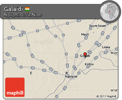 Shaded Relief Map of Galaïdi