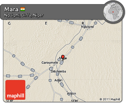 Shaded Relief Map of Mara