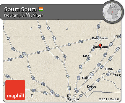 Shaded Relief Map of Soum Soum