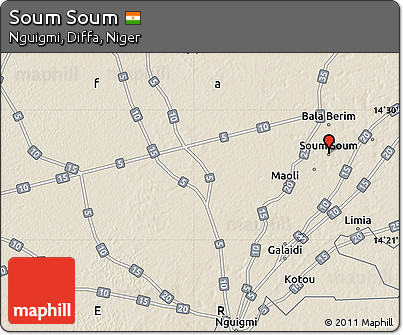 Shaded Relief Map of Soum Soum