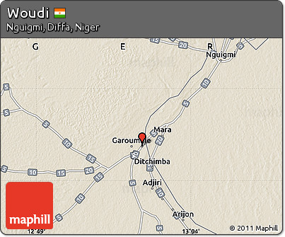 Shaded Relief Map of Woudi