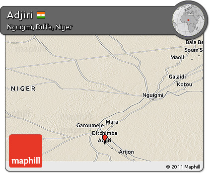 Shaded Relief Panoramic Map of Adjiri