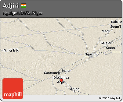 Shaded Relief Panoramic Map of Adjiri