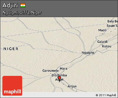 Shaded Relief Panoramic Map of Adjiri