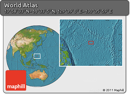 Satellite Location Map of the Area around 14° 15' 49" N, 130° 7' 30" E