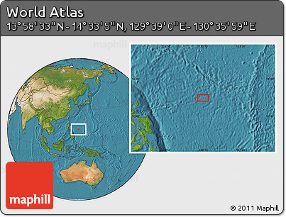 Satellite Location Map of the Area around 14° 15' 49" N, 130° 7' 30" E