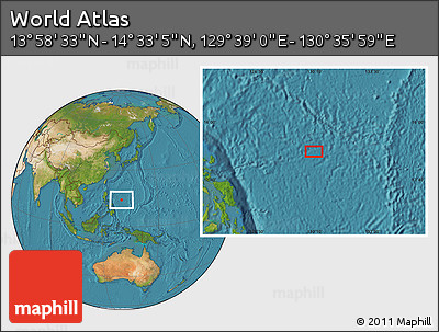 Satellite Location Map of the Area around 14° 15' 49" N, 130° 7' 30" E