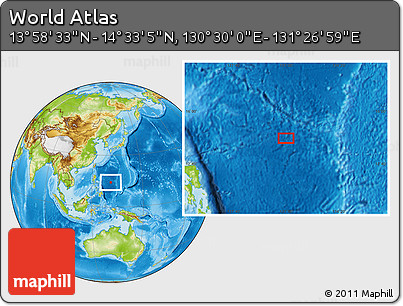 Physical Location Map of the Area around 14° 15' 49" N, 130° 58' 29" E