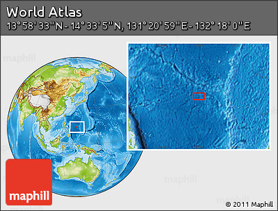 Physical Location Map of the Area around 14° 15' 49" N, 131° 49' 29" E