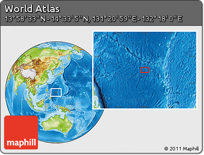 Physical Location Map of the Area around 14° 15' 49" N, 131° 49' 29" E
