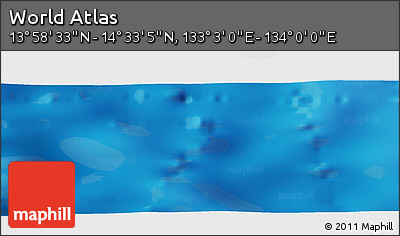 Physical Panoramic Map of the Area around 14° 15' 49" N, 133° 31' 30" E