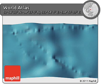 Satellite 3D Map of the Area around 14° 15' 49" N, 134° 22' 30" E