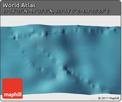 Satellite 3D Map of the Area around 14° 15' 49" N, 134° 22' 30" E