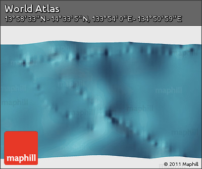 Satellite 3D Map of the Area around 14° 15' 49" N, 134° 22' 30" E