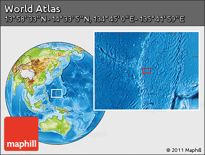 Physical Location Map of the Area around 14° 15' 49" N, 135° 13' 29" E