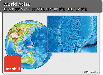 Physical Location Map of the Area around 14° 15' 49" N, 137° 46' 30" E