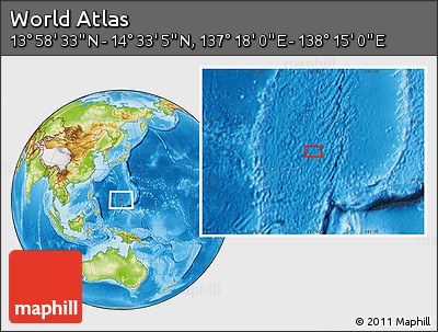 Physical Location Map of the Area around 14° 15' 49" N, 137° 46' 30" E