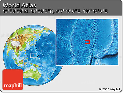 Physical Location Map of the Area around 14° 15' 49" N, 137° 46' 30" E