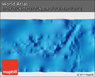 Physical 3D Map of the Area around 14° 15' 49" N, 138° 37' 30" E