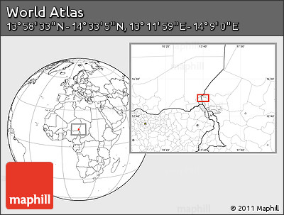Blank Location Map of the Area around 14° 15' 49" N, 13° 40' 30" E