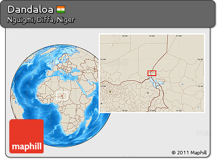 Shaded Relief Location Map of Dandaloa