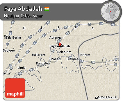Shaded Relief Map of Faya Abdallah