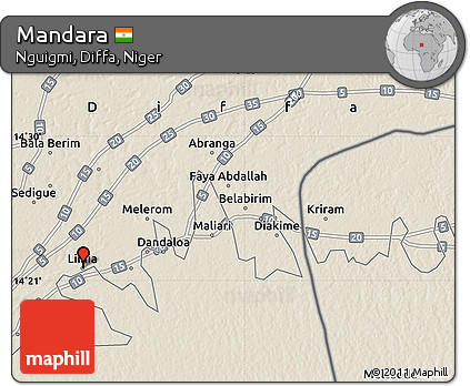 Shaded Relief Map of Mandara