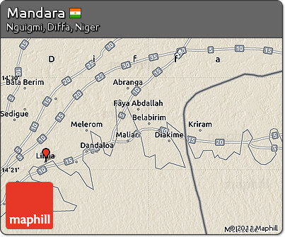 Shaded Relief Map of Mandara