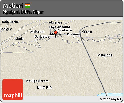Shaded Relief Panoramic Map of Maliari