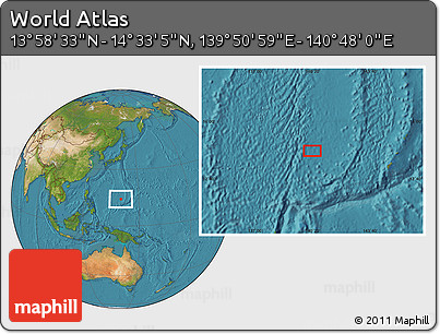 Satellite Location Map of the Area around 14° 15' 49" N, 140° 19' 29" E