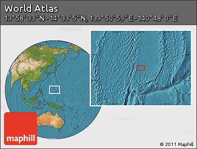 Satellite Location Map of the Area around 14° 15' 49" N, 140° 19' 29" E