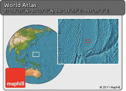 Satellite Location Map of the Area around 14° 15' 49" N, 141° 10' 30" E