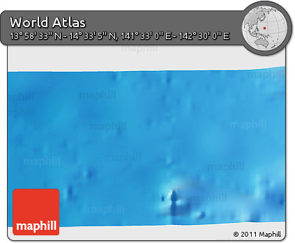 Physical 3D Map of the Area around 14° 15' 49" N, 142° 1' 30" E
