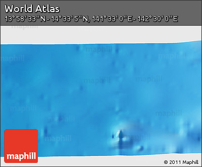 Physical 3D Map of the Area around 14° 15' 49" N, 142° 1' 30" E